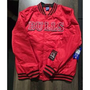 Chicago Bulls Jacket NBA Ultra Game Men's Satin Bomber Jacket Red - Size Medium